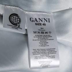 Pre Owned Ganni Silver Synthetic Sonora Sequin Collar Maxi Dress S