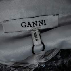 Pre Owned Ganni Silver Synthetic Sonora Sequin Collar Maxi Dress S