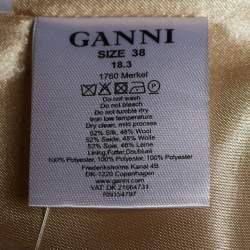 Ganni Beige Silk Check Pattern Blazer And Trouser Suit M