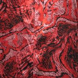 Pre Owned Ganni Red Snake Print Silk-Satin Collared Midi Dress M