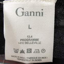 Pre Owned Ganni Black Polka Dotted Crepe Belleville Short Dress L