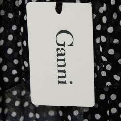 Pre Owned Ganni Black Polka Dotted Crepe Belleville Short Dress L