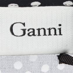 Pre Owned Ganni Black Polka Dotted Crepe Belleville Short Dress L