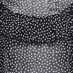 Pre Owned Ganni Black Polka Dotted Crepe Belleville Short Dress L
