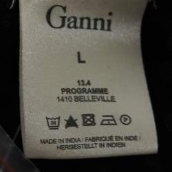 Pre Owned Ganni Black Polka Dotted Crepe Belleville Short Dress L