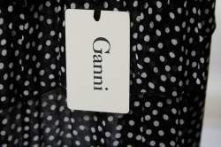 Ganni Black Polka Dotted Crepe Belleville Short Dress XL