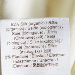 Pre Owned Ganni Yellow Printed Silk Satin Lace Trim Slited Maxi Dress M