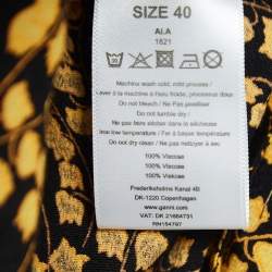 Ganni Black/Yellow Floral Printed Crepe Asymmetrical Skirt L