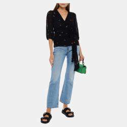 Pre Owned Ganni Viscose 3 Quarter Sleeves Top EU 42
