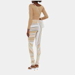 Ganni Beige Striped Jersey Leggings XS (EU 34)
