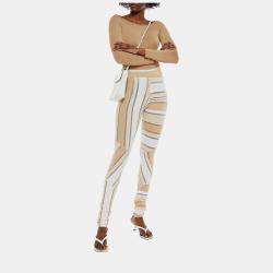 Ganni Beige Striped Jersey Leggings XS (EU 34)