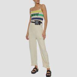 Pre Owned Ganni Beige Striped Cotton Camisole Top M