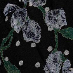 Pre Owned Ganni Black Floral Polka Crepe Tapered Trousers S (EU 36)