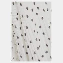 Ganni White Polka Dot Crepe Pleated Midi Dress S (EU 36)