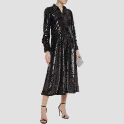 Pre Owned Ganni Polyester Midi Dress EU 34