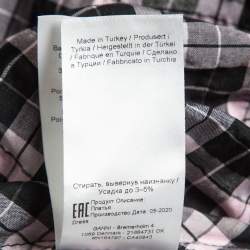 Pre Owned Ganni Black/Sweet Lilac Checked Cotton Blend Smocked Seersucker Maxi Dress XS