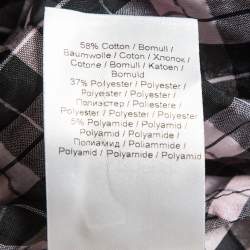 Pre Owned Ganni Black/Sweet Lilac Checked Cotton Blend Smocked Seersucker Maxi Dress XS