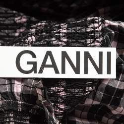 Pre Owned Ganni Black/Sweet Lilac Checked Cotton Blend Smocked Seersucker Maxi Dress XS