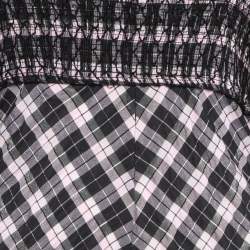 Pre Owned Ganni Black/Sweet Lilac Checked Cotton Blend Smocked Seersucker Maxi Dress XS