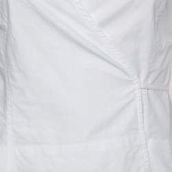 Ganni White Cotton Cap Sleeves Wrap Top XXS