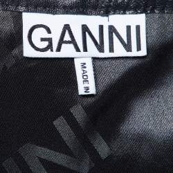 Ganni Black Patchwork Leather Wrap Around Mini Skirt XL 