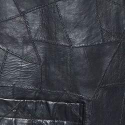 Ganni Black Patchwork Leather Wrap Around Mini Skirt XL 