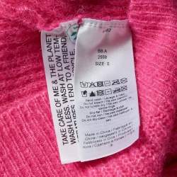 Pre Owned Ganni Pink Alpaca Wool Knit Crystal Button Detail Cardigan S