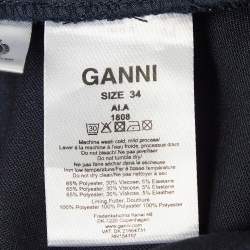 Ganni Navy Blue Pinstripe Crepe Formal Pants XS