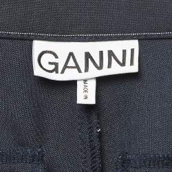 Ganni Navy Blue Pinstripe Crepe Formal Pants XS