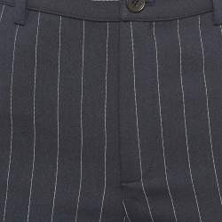 Ganni Navy Blue Pinstripe Crepe Formal Pants XS
