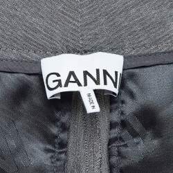 Pre Owned Ganni Grey Stretch Crepe Formal Trousers S 