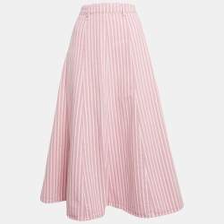 Ganni Pink Stripe Denim Midi Skirt M