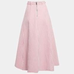 Ganni Pink Stripe Denim Midi Skirt M