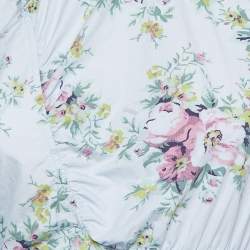 Pre Owned Ganni Blue Floral Print Puff Sleeve Top M