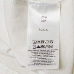 Pre Owned Ganni White Printed Cotton Knit Crew Neck T-Shirt XL
