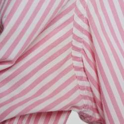 Pre Owned Ganni Pink/White Stripe Cotton Ruffled Collar Shirt M