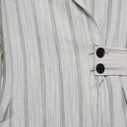 Pre Owned Ganni Grey Striped Crepe Button Front Pants Suit L