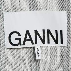 Pre Owned Ganni Grey Striped Crepe Button Front Pants Suit L