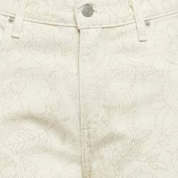 Pre Owned Ganni White Floral Print Denim Loose Straight Jeans M Waist 30"