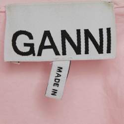 Pre Owned Ganni Pink Cotton Ruffled Platter Collar Shirt XL 