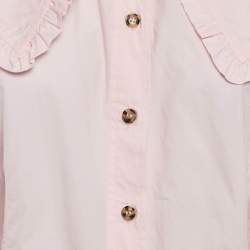 Pre Owned Ganni Pink Cotton Ruffled Platter Collar Shirt XL 