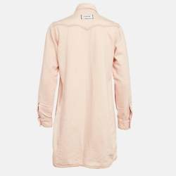Ganni Pink Washed Kress Soft Denim Mini Shirt Dress M
