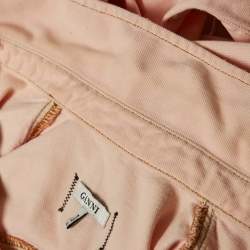 Ganni Pink Washed Kress Soft Denim Mini Shirt Dress M