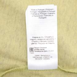 Pre Owned Ganni Leek Yellow Logo Print T-Shirt L