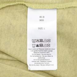 Pre Owned Ganni Leek Yellow Logo Print T-Shirt L