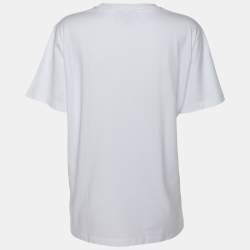 Pre Owned Ganni White Fun Bunny Print T-Shirt L