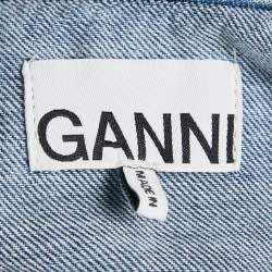 Pre Owned Ganni Blue Denim Ruffled Platter Collar Shirt XL