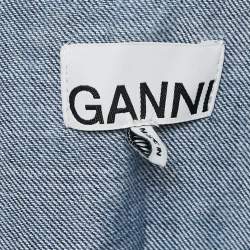 Pre Owned Ganni Blue Denim Ruffled Platter Collar Shirt XL