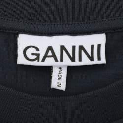 Pre Owned Ganni Black Cotton Hotel T-Shirt L