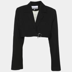 Ganni Black Cotton Cropped Jacket L